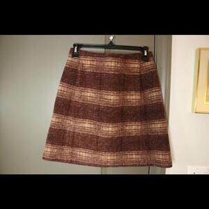 UNIQLO Brown Plaid Wool-Blend Skirt
